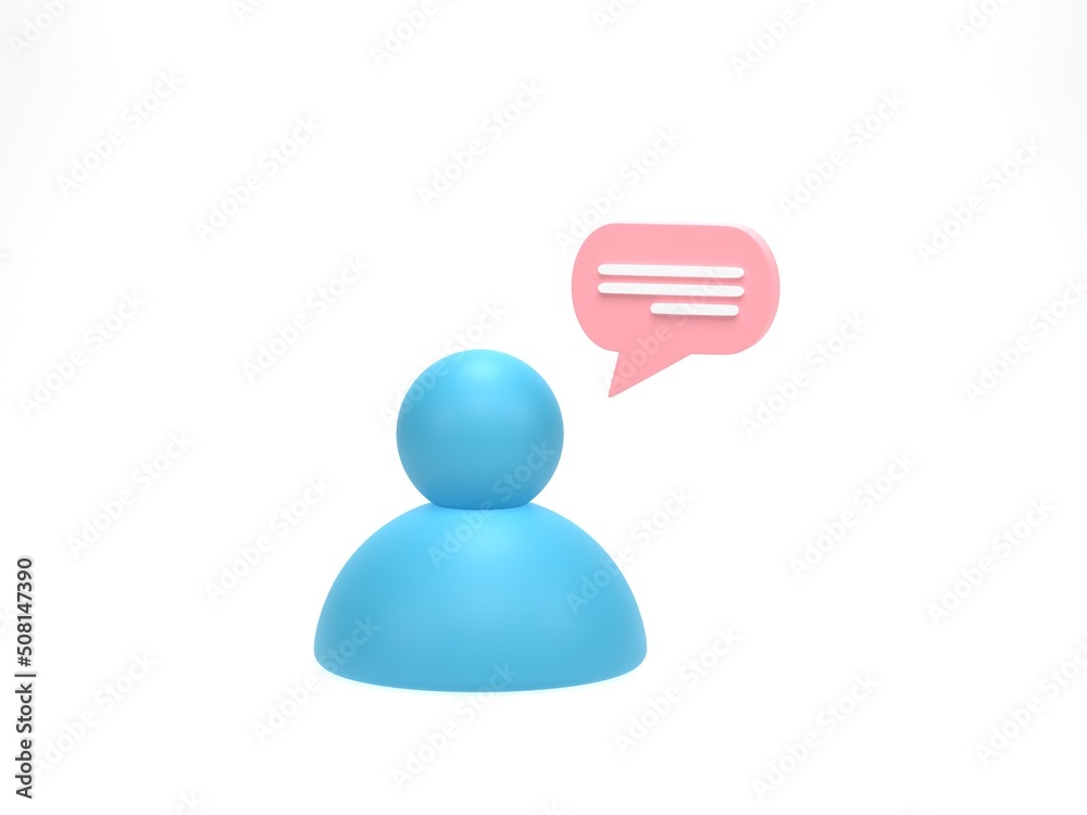 3D rendering, 3D illustration. Icon people with speech bubble. communication chat icon isolated on white background. 3D rendering, 3D illustration. Icon people with speech bubble. communication chat icon isolated on white background.