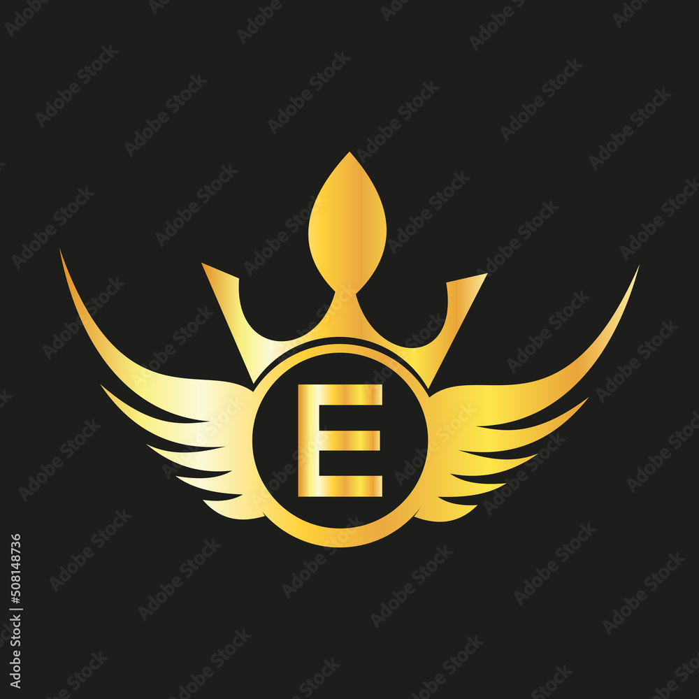 Letter E Queen Logo Design vector templet crown logo Elegant monogram ...