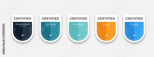 Certification Badge design template. Vector illustration certified shield logo design.