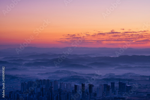 Fotobehang Scenic view of Mt.Yongbongsan during sunrise