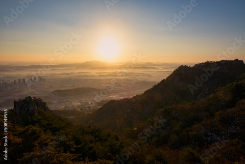 Scenic view of Mt.Yongbongsan during sunrise