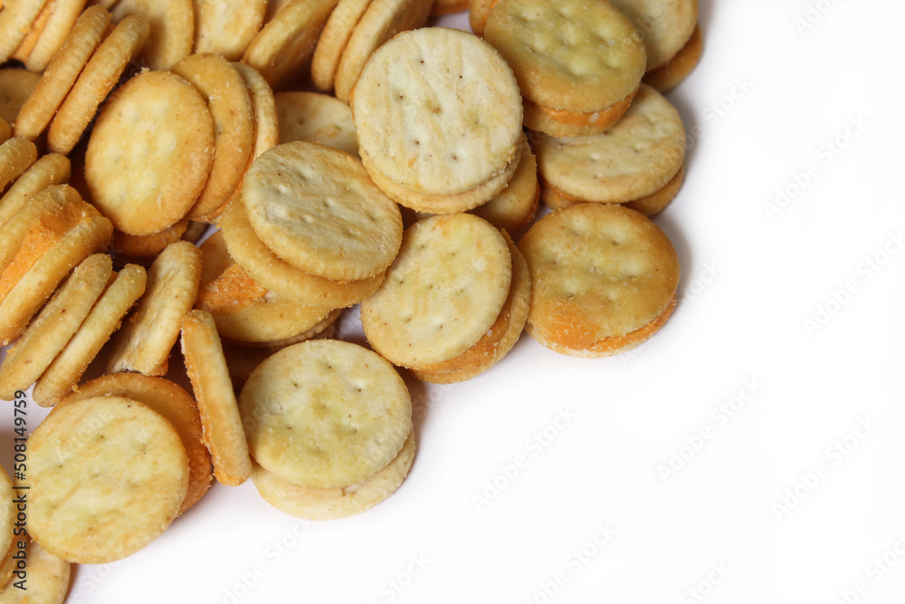 Pile of Cheese Snack Crackers Close up Pile of Cheese Snack Crackers Close up
