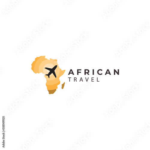 africa continent map with airplane for travel vacation logo  vector icon symbol illustration design