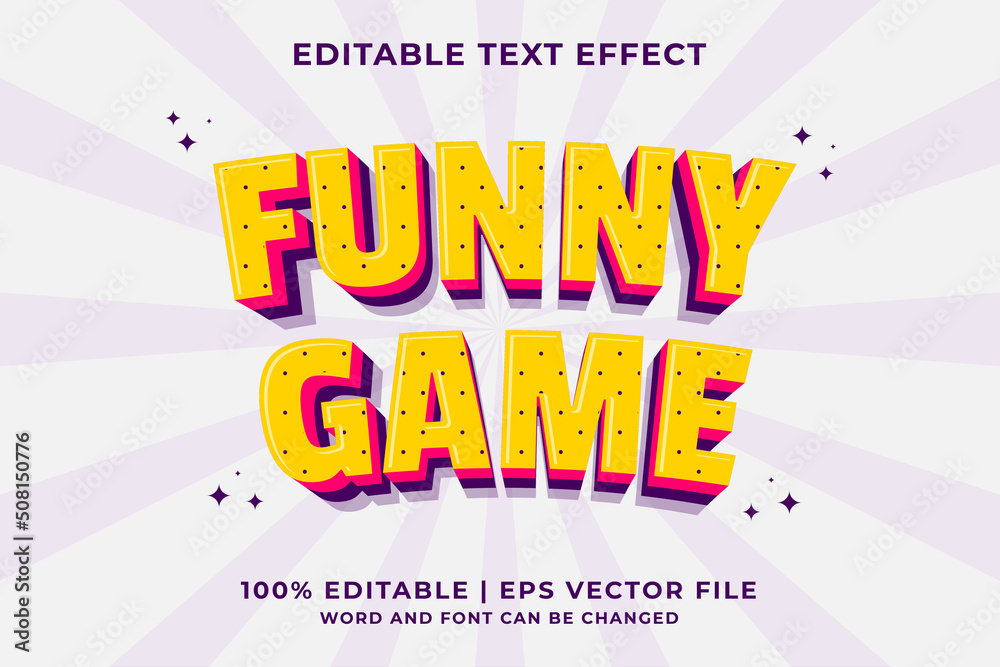 Obraz premium 3d Funny Game Cartoon Editable Text Effect Premium Vector