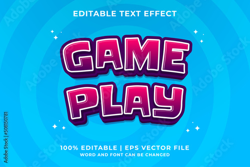 3d Game Play Cartoon Editable Text Effect Premium Vector