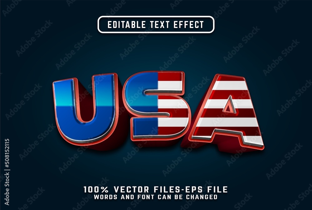 USA 3d text effect premium vectors
