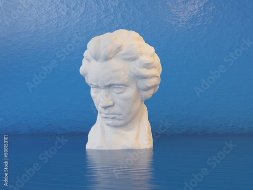 Foto 3D rendering of the head of the musician Beethoven