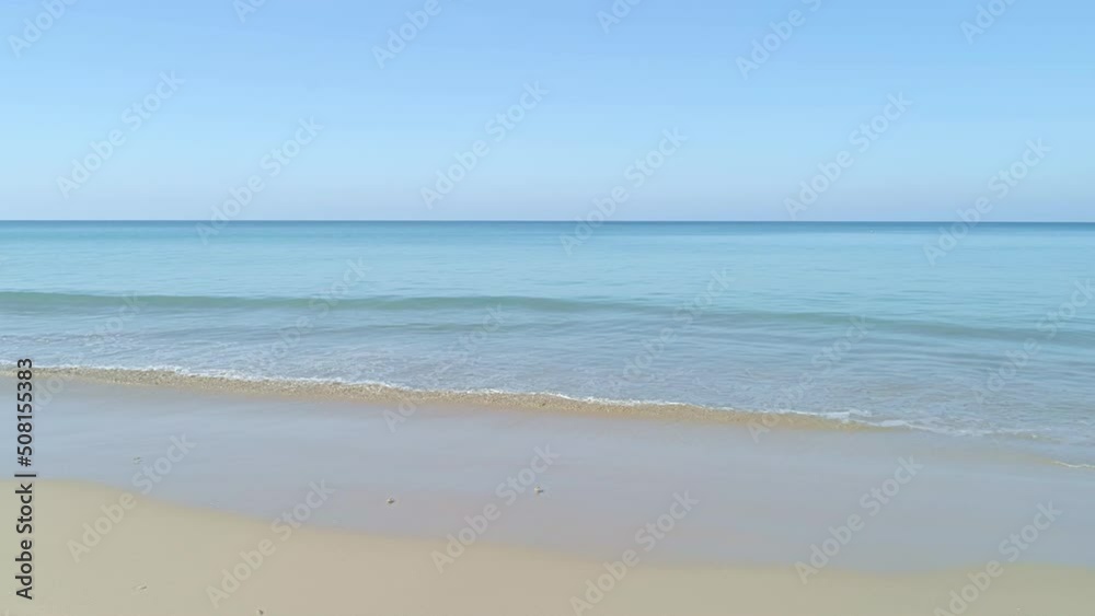 Sea waves and beautiful sand beach High quality video Bird's eye view Sea waves and beautiful sand beach High quality video Bird's eye view