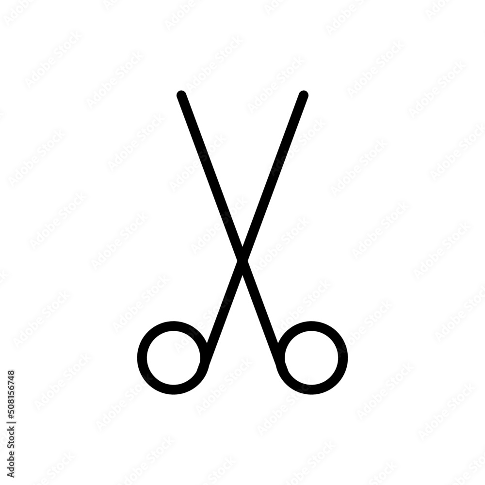simple scissors icon, line art simple scissors icon, line art