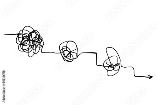 scribble line doodles. the concept of transition from complicated to simple, isolated on white background. vector illustrations