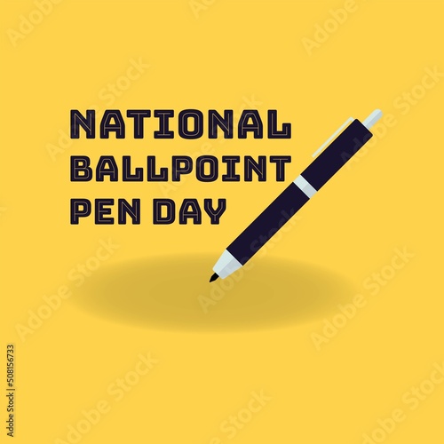 Ball Point Vector Icon. National Ballpoint Pen Day Design Concept, perfect for social media post templates, posters, greeting cards, banners, backgrounds, brochures. Vector Illustration