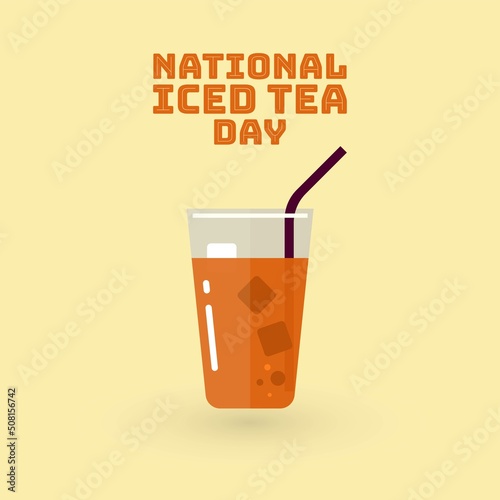 Ice tea vector icon. National Iced Tea Day Design Concept, perfect for social media post templates, posters, greeting cards, banners, backgrounds, brochures. Vector Illustration