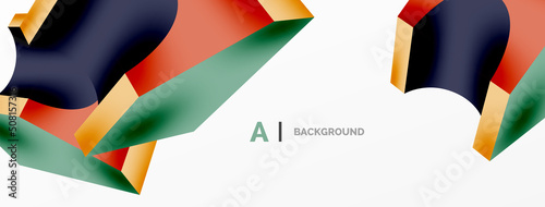 Abstract background - 3d abstract shape. Wallpaper for concept of AI technology, blockchain, communication, 5G, science, business