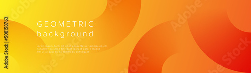 Yellow abstract vector circle technology business long banner template with dynamic effect Motion round orange trendy dark navy blue gradients for advertising marketing presentation