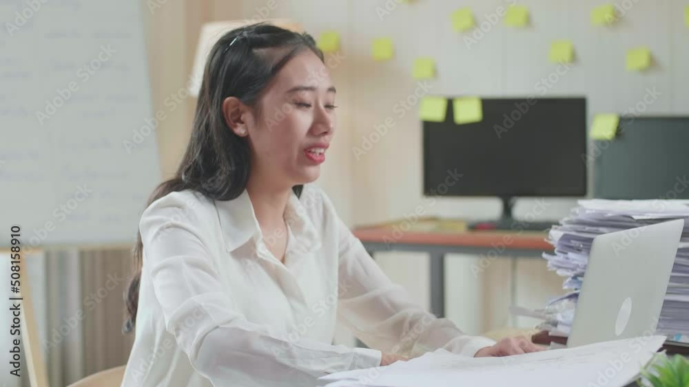 Close Up Of Asian Woman Having Video Call On Laptop While Working With Documents At The Office
Close Up Of Asian Woman Having Video Call On Laptop While Working With Documents At The Office
