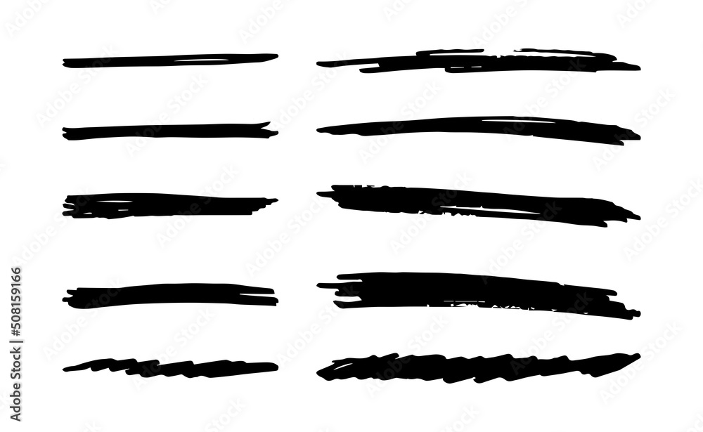 Vector set of hand drawn underline. Vector set of hand drawn underline.