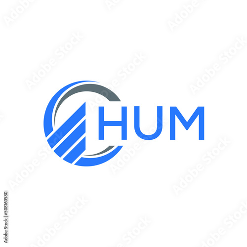 HUM Flat accounting logo design on white background. HUM creative initials Growth graph letter logo concept. HUM business finance logo  design.
