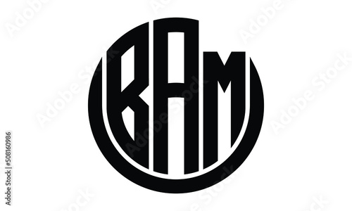 BAM shield with round shape logo design vector template | monogram logo | abstract logo | wordmark logo | lettermark logo | business logo | brand logo | flat logo.