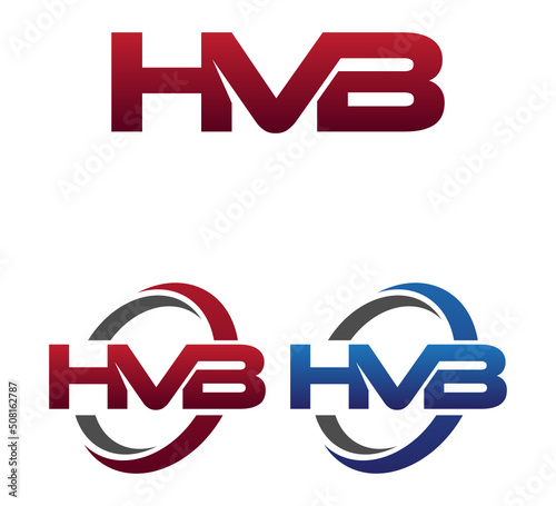 Vector Modern 3 Letters Initial logo Vector Swoosh Red Blue HVB photo