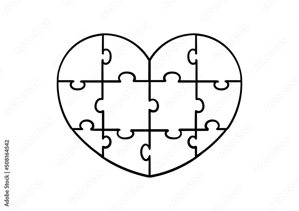 hand drawn heart shaped puzzle on a white background hand drawn heart shaped puzzle on a white background
