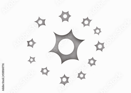 A large bullet hole icon in the middle, surrounded by a small bullet icon.