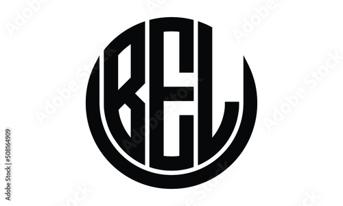 BEL shield with round shape logo design vector template | monogram logo | abstract logo | wordmark logo | lettermark logo | business logo | brand logo | flat logo.