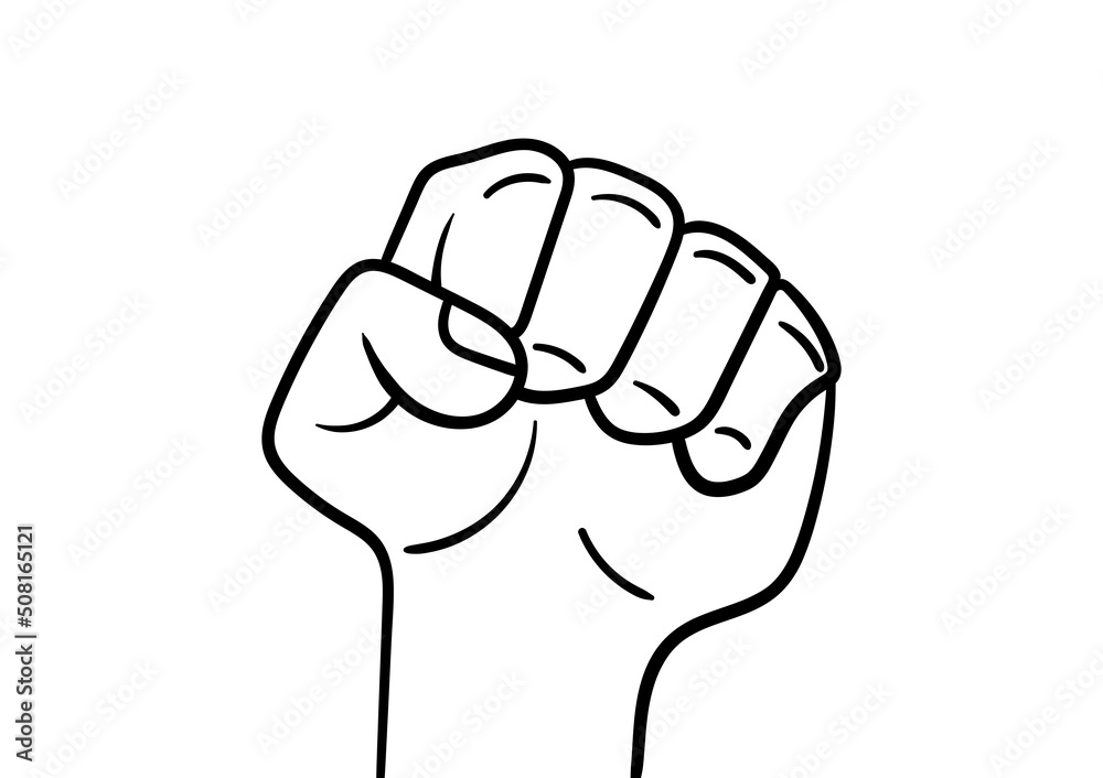 hand drawn illustration of a clenched fist, on a white background hand drawn illustration of a clenched fist, on a white background