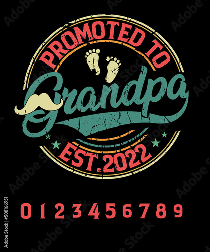 Promoted to Grandpa 2022 Tshirt Funny Baby Announcement Family Graphic T-shirt design