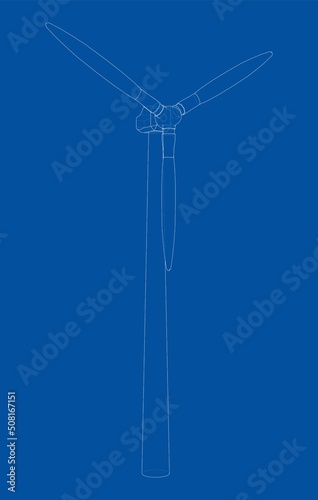 Wind turbine. Vector rendering of 3d