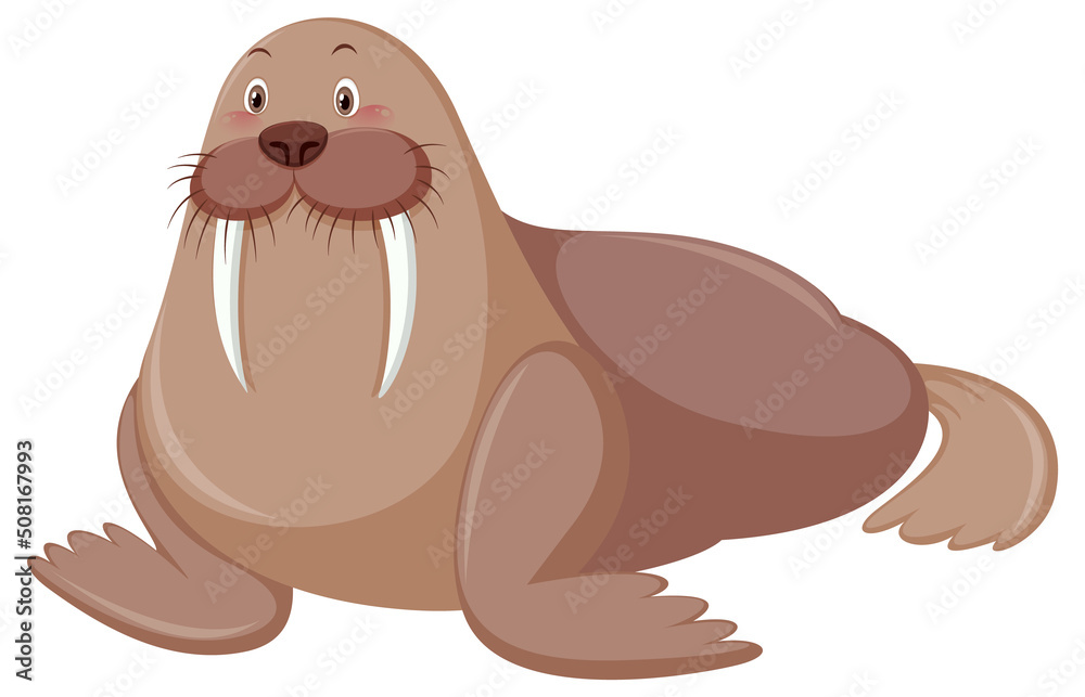 A brown walrus in cartoon style A brown walrus in cartoon style