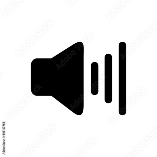 Vector illustration of speaker button at full volume, sound button, icon, logo, video, interface, multimedia theme