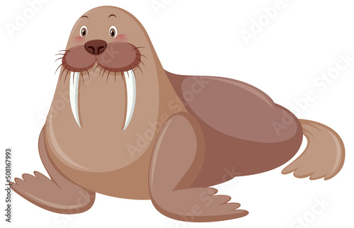 A brown walrus in cartoon style