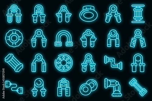 Australian cuisine icons set outline vector. Cake breakfast. Dish fish vector neon