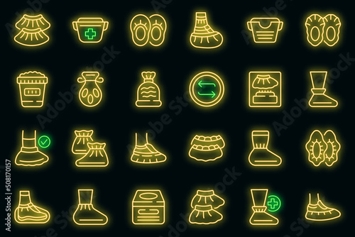 Austrian cuisine icons set outline vector. Strudel bakery. Cafe plate vector neon