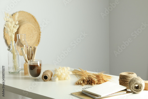 Concept or composition of Hygge with different accessories