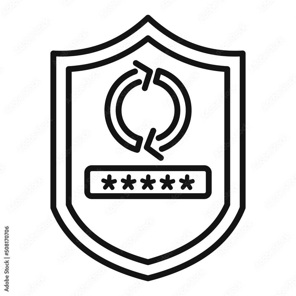 Shield password recovery icon outline vector. Mobile page Shield password recovery icon outline vector. Mobile page