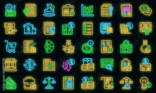 PCR test icons set outline vector. Covid analysis. Corona test vector neon