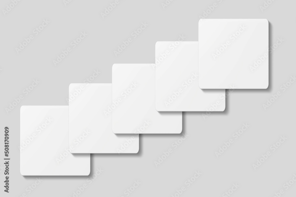 Stack blank square business card for mockup. 3D Render. Stack blank square business card for mockup. 3D Render.