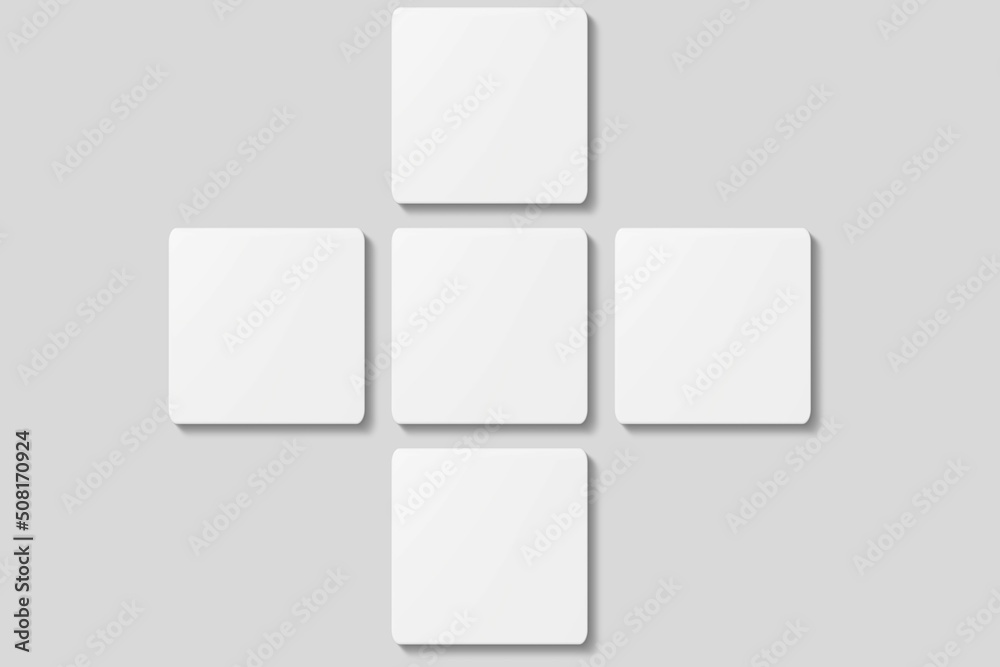 Stack blank square business card for mockup. 3D Render.