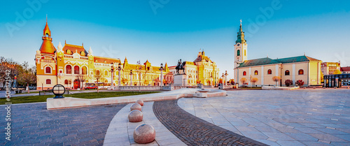 Obraz na płótnie Oradea, Romania with Union Square (Piata Unirii), The Capital of Art Nouveau