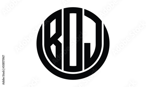 BOJ shield with round shape logo design vector template | monogram logo | abstract logo | wordmark logo | lettermark logo | business logo | brand logo | flat logo.
