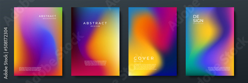 Blurred backgrounds set with modern abstract blurred color gradient patterns. Smooth templates collection for brochures, posters, banners, flyers and cards. Vector illustration.