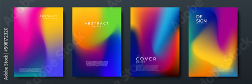 Blurred backgrounds set with modern abstract blurred color gradient patterns. Smooth templates collection for brochures, posters, banners, flyers and cards. Vector illustration.