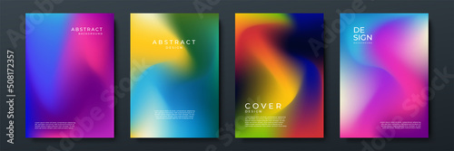 Blurred backgrounds set with modern abstract blurred color gradient patterns. Smooth templates collection for brochures, posters, banners, flyers and cards. Vector illustration.