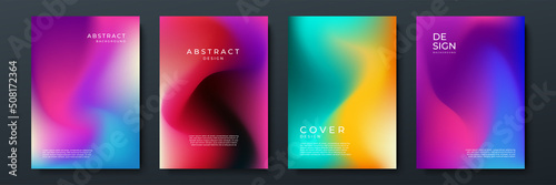 Blurred backgrounds set with modern abstract blurred color gradient patterns. Smooth templates collection for brochures, posters, banners, flyers and cards. Vector illustration.