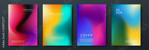 Blurred backgrounds set with modern abstract blurred color gradient patterns. Smooth templates collection for brochures, posters, banners, flyers and cards. Vector illustration.