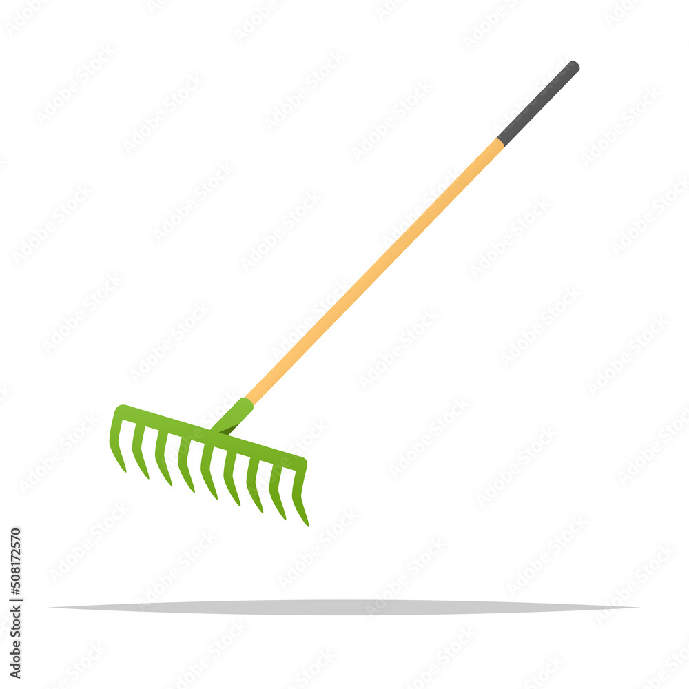 Garden rake vector isolated illustration