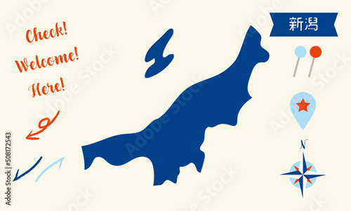 新潟の地図　ピンと矢印