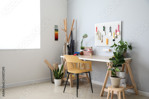 Decorator's workplace with ...