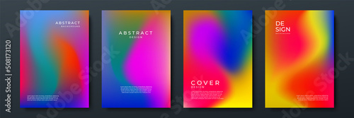 Blurred backgrounds set with modern abstract blurred color gradient patterns. Templates collection for brochures, posters, banners, flyers and cards. Vector illustration.